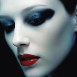 a close - up of a mannequins face and eyes