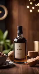 a bottle of whisky sitting on top of a table