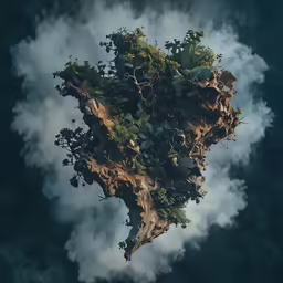 there is a floating piece of vegetation in the sky