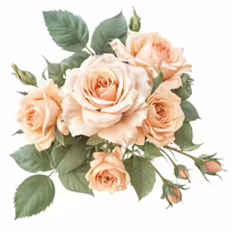 pink roses are photographed against a white background