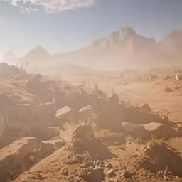rocky terrain in foreground with mountains in background