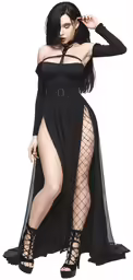a woman in a dress and high heels posing for the camera