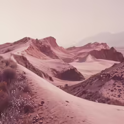 the landscape looks like a desert, with hills