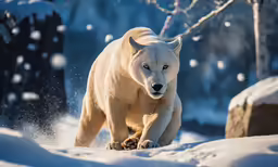 an animal with long claws walking through the snow