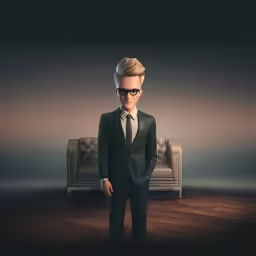 a male in a suit and glasses standing