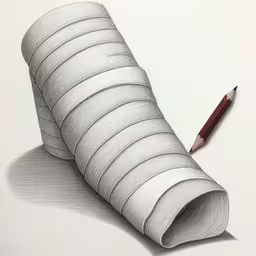 pencil drawing of wavy curved lines with a long wood,a pencil drawing of a piece of cardboard