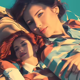 two beautiful women sitting next to each other