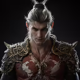 the elder man is wearing a suit and crown