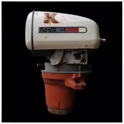 an old style air horn is next to a black background