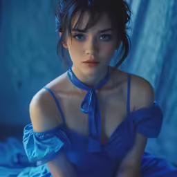 an image of a young woman that has something in her face
