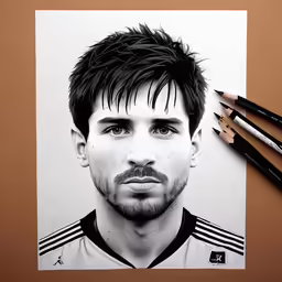 there is a drawing of the same man on paper