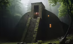 a small castle in the middle of a forest