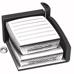 a white pad is attached to a black plate