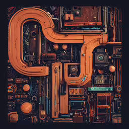 a computer art picture with an interesting and interesting type of device design,an abstract background of a variety of electronic equipment