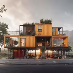 the large yellow house has two stories