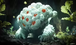 a large white object sitting on top of dirt