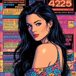 the cover of a magazine featuring an illustrated woman