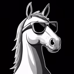 a horse wearing sunglasses with one eye on the side