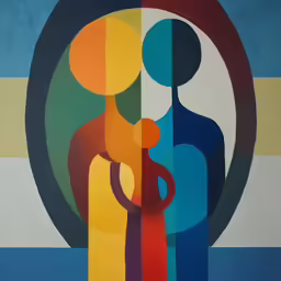 a painting on a wall in the shape of a child and adult