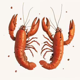 two large lobsters facing one another and facing the opposite direction