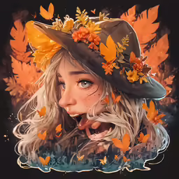 a woman with flowers on her head is wearing a hat