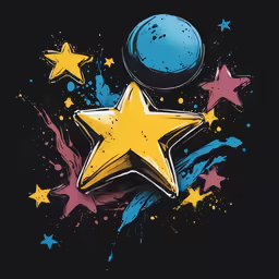 a star and planets are painted in bright colors