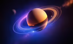 saturn and its moon as seen from a spacecraft