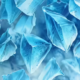 a group of blue flowers that are close together