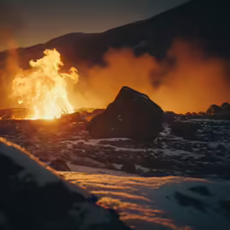 a fire in the sky, with yellow flames