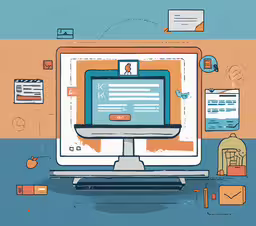 a computer is in the center of a desk,computer screen with many different types of paper items around it