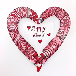a drawing of a heart with a message,a decorative red heart is shown with a happy dinner message