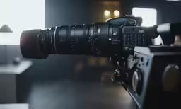 a camera and some lights are shown