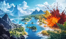 a painting of some vegetation in the distance