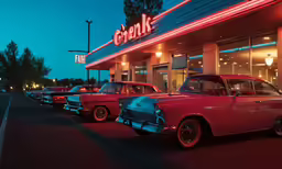 three cars parked on the side of a street