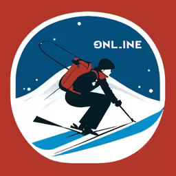 a skiier skiing in the snow on a poster
