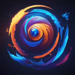 an artistic painting is displayed on the surface,abstract painting with colorful swirls on a black background