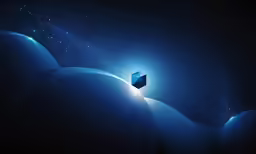 an image of a cube on top of a mountain at night