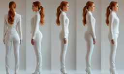 a girl in white jeans and boots posing for a photo