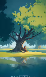 a poster that is on top of a tree