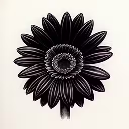 an ink drawing of a flower in black and white,drawing a flower on a sheet of paper