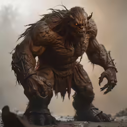 a creature standing on a pile of rubble and debris