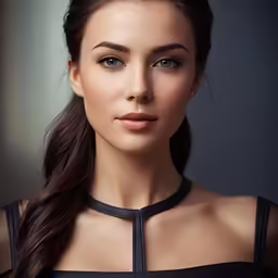 a woman with a pony tail wearing black top