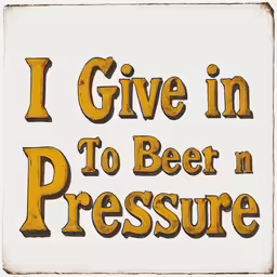 a sign with a message that reads i give in to beer pressure