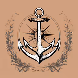 an anchor with the sun in the middle,an anchor with a ring in the middle