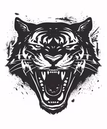 the head of a tiger is painted with a spray paint effect,an image of a tiger