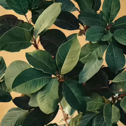 some green leaves are standing on the tree branch