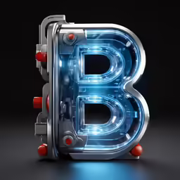 a 3d font with blue light up letters