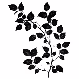 a black and white leaf pattern on the side of a wall