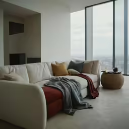 a living room that has windows in it