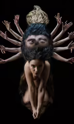 an image of some women looking up from their head